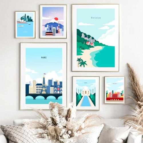Rome Jeju Sydney Tokyo Popular Cities in the World Nordic Canvas Painting Wall Art Posters Prints Minimalist Art for Living Room