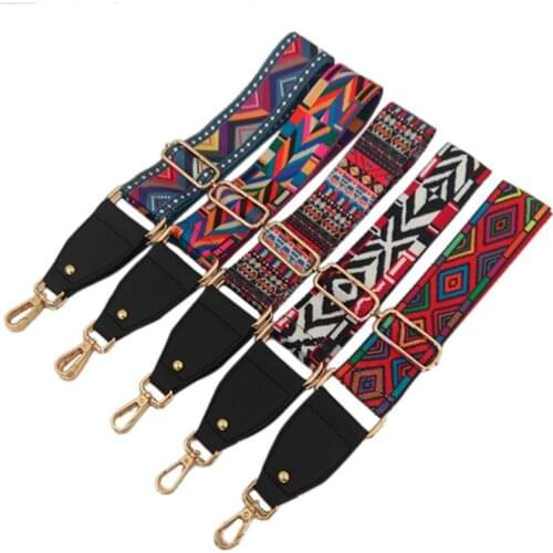 Luxury Fashion National Wind Color Wide Strap Adjustable Long Strap Woman Shoulder Diagonal Bag Accessories O Bag Handles