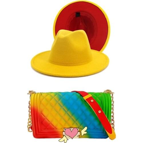 Womens Felt Fedora Hat Wide Brim Panama Cowboy Hat double-sided color matching jazz woolen hat wholesale