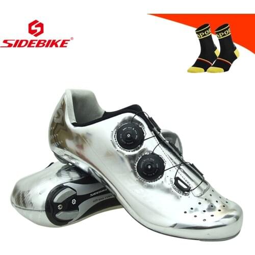 SIDEBIKE Carbon Fiber Road Bike Sneakers Men Self-locking Ultra-light Athletic Racing Bicycle Shoe Breathable Sapatilha Ciclismo