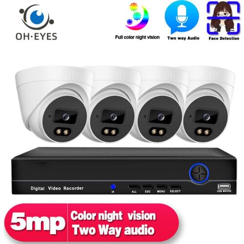 H.265 4CH 5MP POE NVR Kit CCTV Camera Security System Kit Ai Audio Video Surveillance Set HD IP Monitoring Camera System Set 5mp