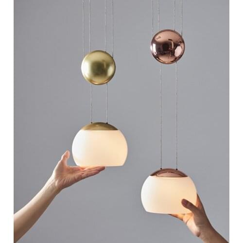 Nordic postmodern glass ball chandelier lights living room bedroom bedside lifting lamp restaurant shop bar table lamp