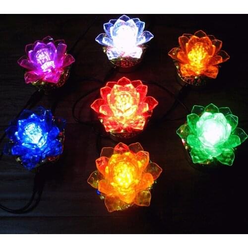 LED colorful lotus Acrylic electronic candle garden decoration accessories home decore plant pots decorative
