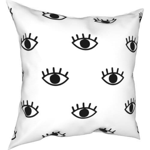 Magic Eyes Pillowcase Polyester Cushion Cover Geometric Black Evil Eye Nazar Amulet Boho Pattern Pillow Case Cover for Car 45*45
