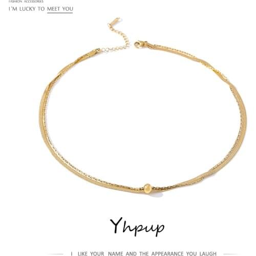 Yhpup Statement Collar Choker Stainless Steel Necklace for Women Charm Metal Collares Jewelry Fashion New Necklace Gift 2021
