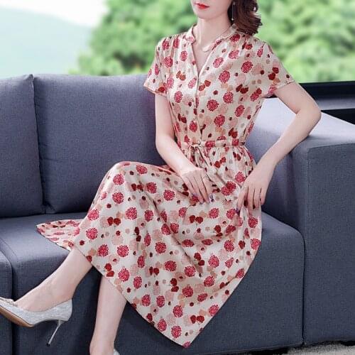 2021 Vintage Pink Floral 3XL Plus Size Silk Satin Dress Summer Casual Print Beach Midi Dress Women Elegant Bodycon Party Vestido