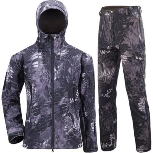 2020 Winter Military Mens Camo Army set TAD7 Tactical Soft Shell Jackets pants Waterproof windproof Trousers Hooded coat suit