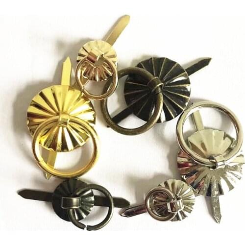 Golden Silver Bronze Antique Sun Drawer Cabinet Desk Door Pull Handle Knob Furniture Hardware,Ring Pin Handle,Bronze Tone,30Pcs