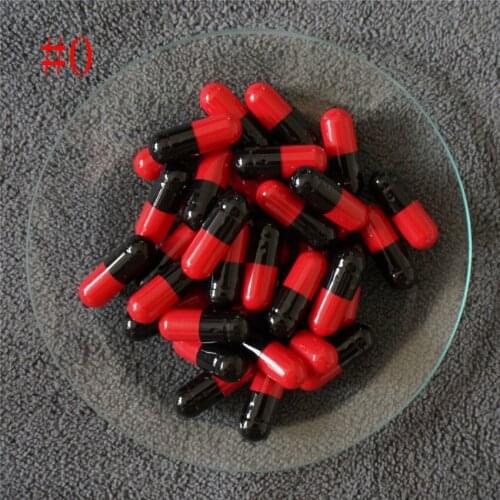 0# 1000/2000/10000pcs 0 size Red+Black joined or separated capsules High quality hollow gelatin capsules empty capsules