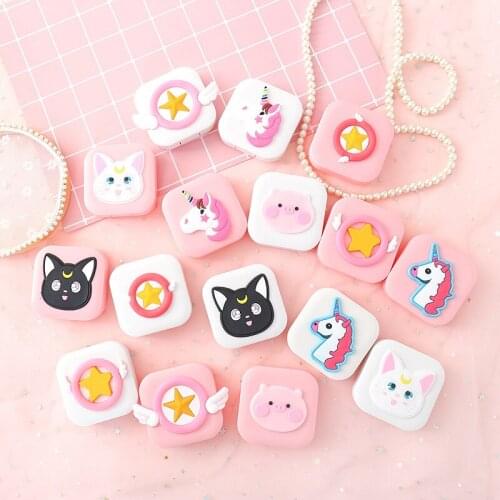 10 set/lot Creative Lovely Girl Heart Wings contact lens case / companion eyeglasses pencil box / lens care box /storage box
