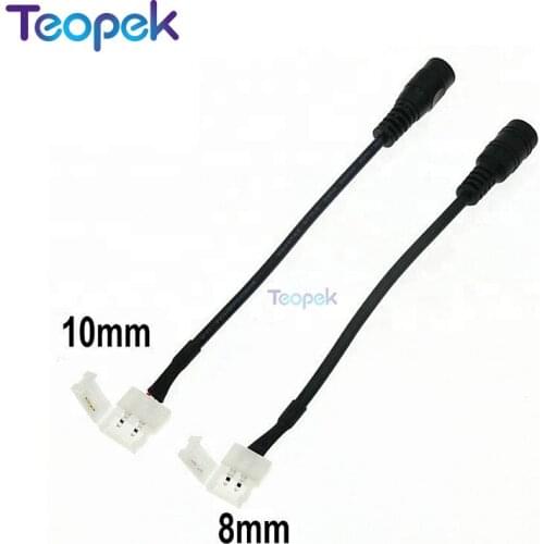 10 pcs 8mm 10mm 2pin Female Barrel DC Adapter Power LED Strip Connector Cable For SMD 5050 5630 3528 led Strip free Soldering