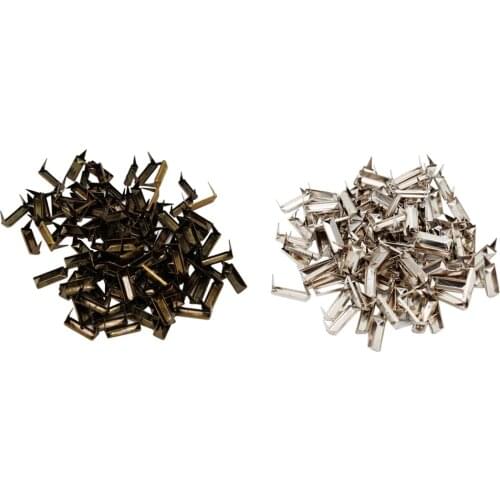 100 Pieces Metal Rectangle Studs Claw Rivet Leathercraft Punk for Bags Jeans Belt Decoration