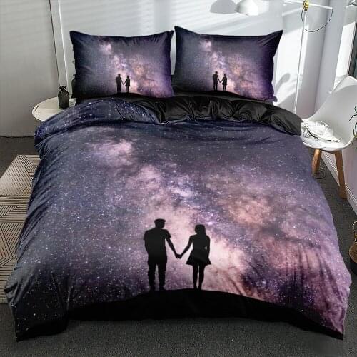 3D Digital Design Bedding set Valentine Day Duvet cover set Quilt covers Pillocases Single Double King Sizes Purple Bedclothes