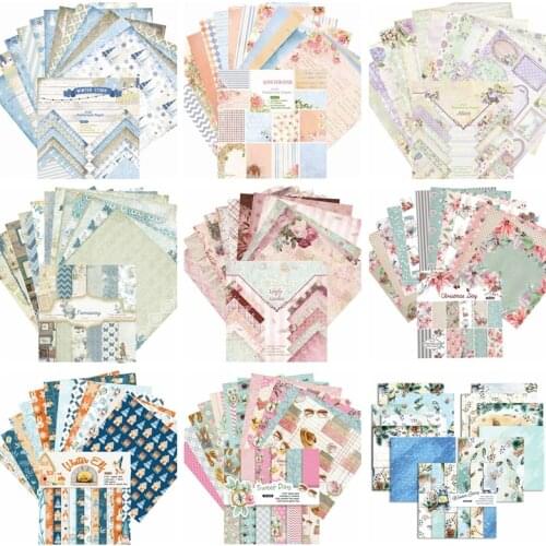 6.6inch 24 Sheet/Set Background Paper Pad Winter Flower Christmas Lattice Pattern Card Paper Crafts Creating Cardstock 2019