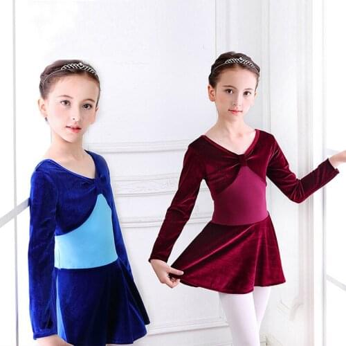 Spring and Autumn Childrens Dance Dress Long Sleeve Girls' Ballet Tutu Little Girl Color Matching Performance Dress