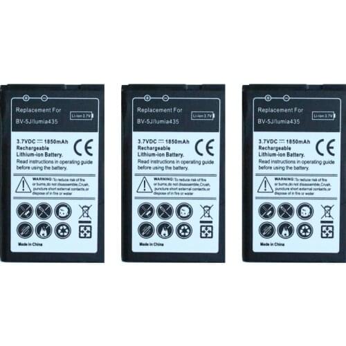 Ciszean 3pcs/lot 1850mAh BV-5J / BV 5J / BV5J 3.7VDC Replacement Battery For Microsoft Nokia Lumia 435 Lumia435 532 RM1069 1071