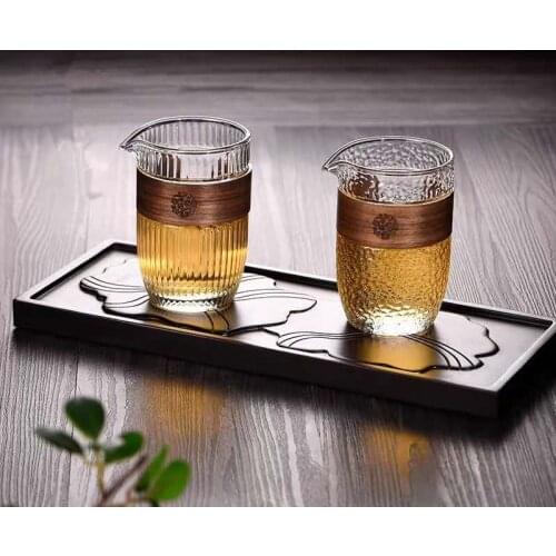 Wooden glass fair cup glass thick heat-resistant tea set accessories, filter uniform cup, public cup tea dispenser