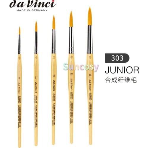 Da Vinci Student Series 303 Junior Paint Brush, Brushes for Beginners,Round Elastic Synthetic with Lacquered Non-Roll Handle