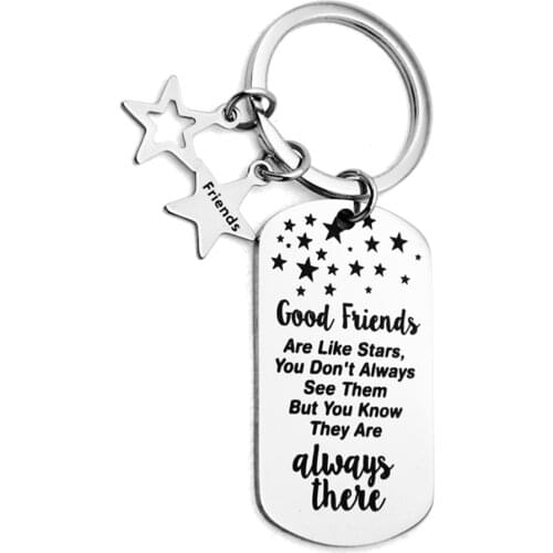 Friendship Gift (Good Friends Are Like Stars) Stainless Steel Military Keychain