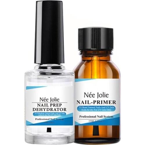 2pc 15ml Nail-Primer and Nail Prep Dehydrator set Gel Nail Polish No Need Of UV LED Lamp Base Top Coat Nail Art Varnish Manicure