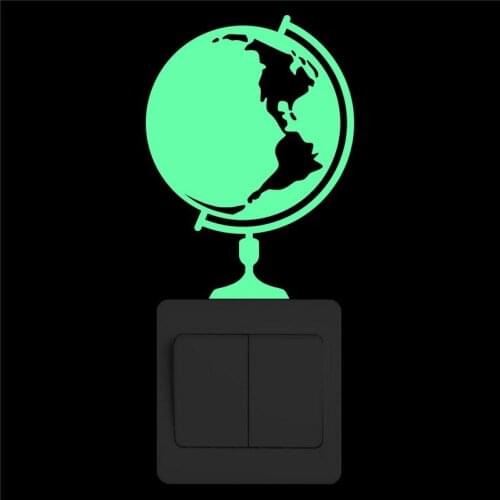 Globe Map of the World Switch Sticker Glow in the Dark Cartoon Globes Wall Sticker the Earth Luminous Sticker Kid Room DIY Decor