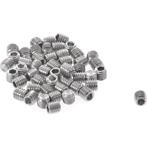 GTBL 50pcs M3x3mm Stainless Steel Hex Socket Set Cap Point Grub Screws Silver
