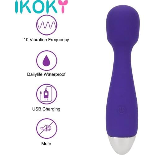IKOKY Vagina Massager AV Stick Vibrator Adult Products 10 Mode USB Charging Female Masturbation G Spot Stimulator Sex Shop