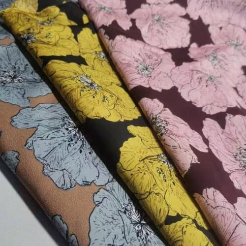 Quality Dress Satin Flower Printed Fabric Patchwork Shirt Skirt Scarf Textile Polyester