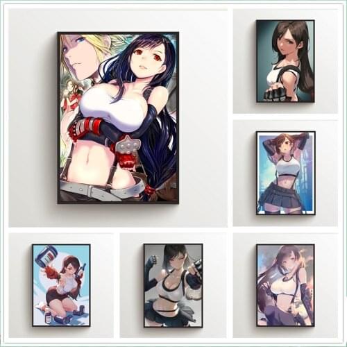 WTQ Canvas Painting Anime Posters Final Fantasy VII FF7 Tifa Lockhart Wall Decor Wall Art Picture for Living Room Decor