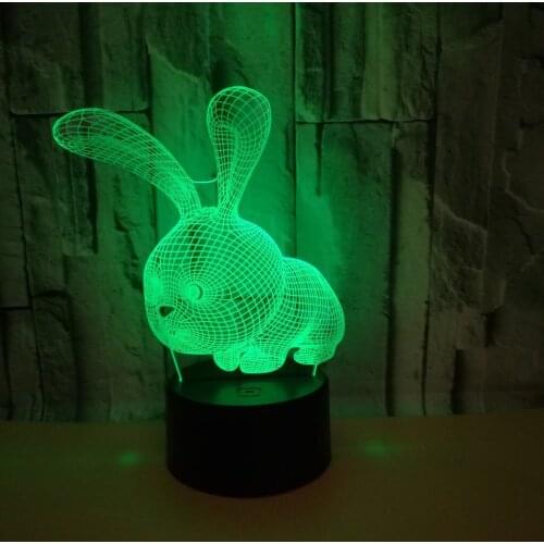 Rabbit 3d Lamp 7 color Touch Remote controlled Led Visual Decoration 3d Night Table Lamp For Bedroom Christmas decorative lights