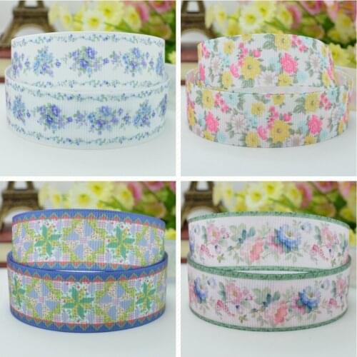 10 Yards 22mm 7/8" Pretty Flowers Girls Printed grosgrain ribbon hair bow Headwear DIY hair accessories retail B0929
