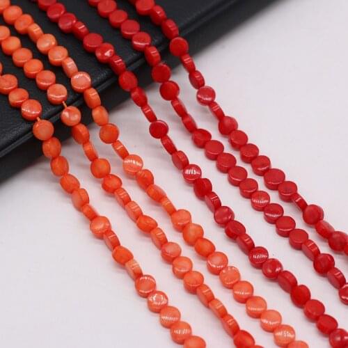 Hot Sale Coral Beaded Round Chip Red Orange Handmade Crafts DIY Trend Necklace Bracelet Jewelry Beads Making Gift for Women