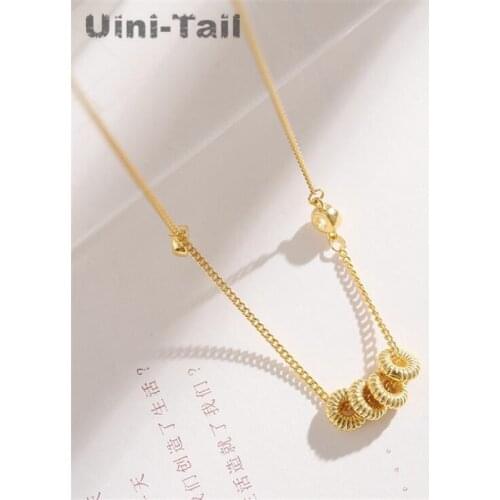 Uini-Tail hot new 925 sterling silver gold small beads micro-inlaid necklace niche design high-grade French temperament jewelry