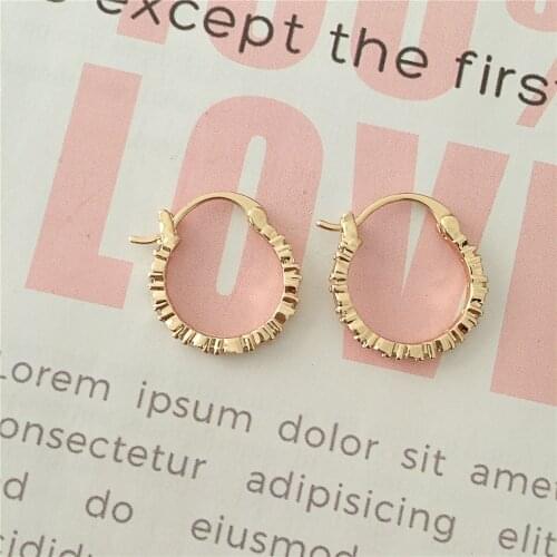 Copper Punk Simple Circle Small Hoop Earrings For Women Girl Hip-hop Gold Color Geometric Round Earring Jewelry Wholesale