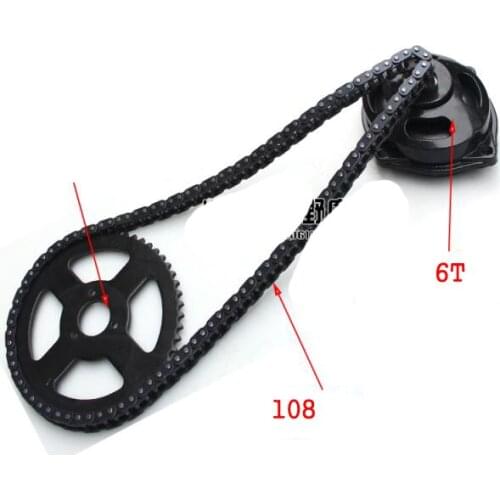 Mini Moto 47cc 49cc Drive System T8F 108 links loops Chain with Gear Box And Rear Sprocket 6T Fit 49cc Mini Pocket Bike