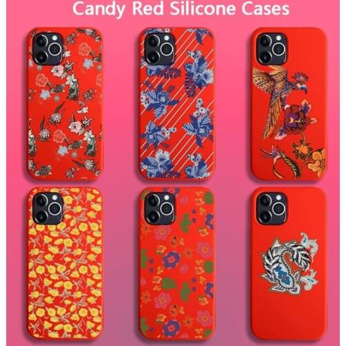 Etros fashion flower fish parrot Phone Case for iPhone 12 pro max mini 11 pro XS MAX 8 7 6 6S Plus X 5S SE 2020 XR red case