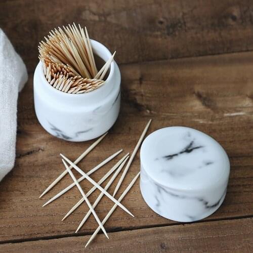 Marble Ceramic Toothpick Box Creative Toothpick Seat Home Table Decoration Toothpick Cylinder Bottle Holder Toothpick