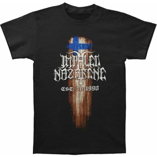Impaled Nazarene MenS Suomi Finland Perkele T-Shirt Black Casual Print Fashion Tee Shirt