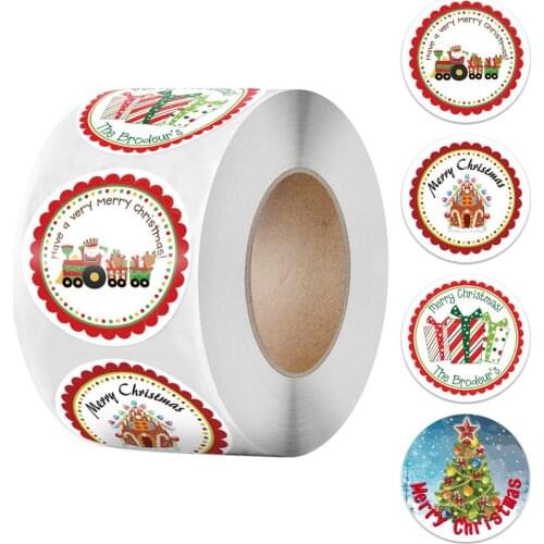 50-500pcs Christmas Theme Seal Labels Stickers For DIY Gift Baking Package 4 Designs 1 Inch Envelope Stationery Decoration