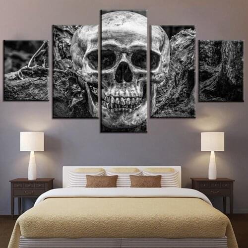 Scary bones Canvas Print Painting Wall Art Decor Modular Framework Poster 5 Panel Abstract Skull Pictures Home Decoration Bedroo