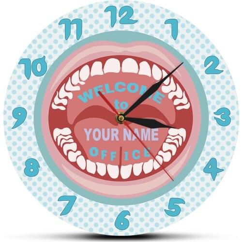 Dental Care Personalized Business Name Wall Clock Custom Dentist Name Hygienist Teeth Clock Dental Clinic Decor Dentistry Art