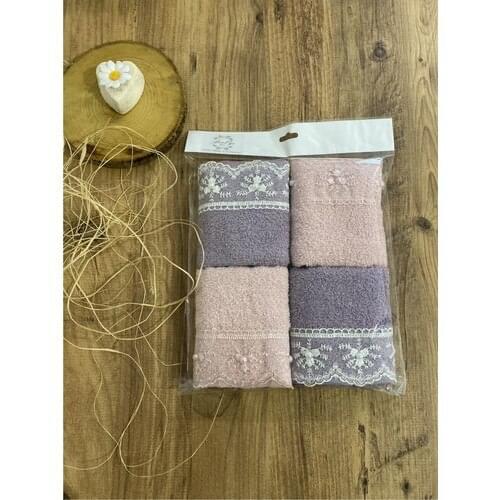 Newssnm SNM-305 - Newssnm-30x50-Color Lace Detail 4'lü Hand Towel