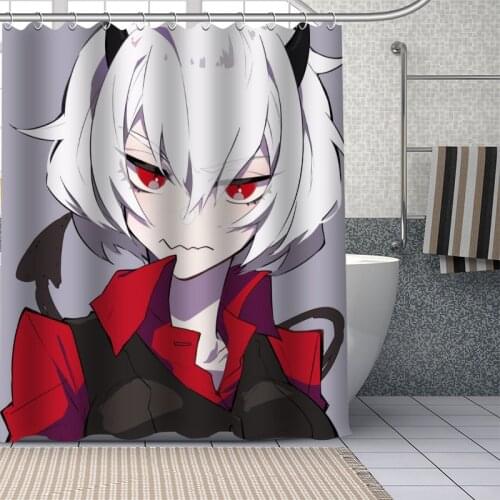 New Custom Anime Game Helltaker Curtains Polyester Bathroom Waterproof Shower Curtain With Plastic Hooks More Size