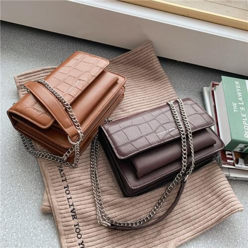 2020 winter new chain bag ladies shoulder bag fashion casual small square bag stone grain messenger bag women bag