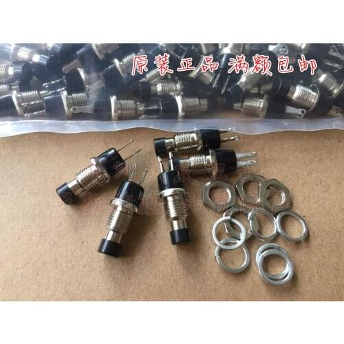 Original new 100% black cap copper foot miniature normally open button switch self reset power key switch 2pin round hole 7mm