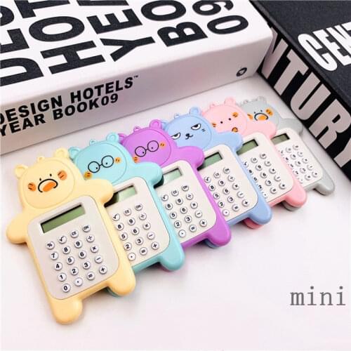 Portable Kawaii Mini Calculator Pocket Size 8 Digits Display Cartoon Mini Ultra-thin Button Cute Calculator School Supplies