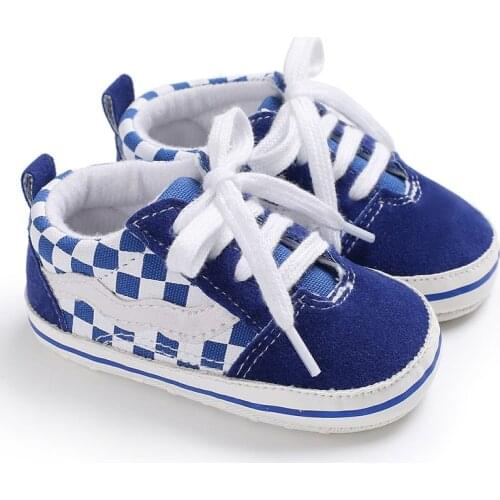 0-18 Month Baby Boy Girls Casua Non-slip PU Crib Lace-Up Sport Shoes First Walkers Newborn Soft Bottom Lattice Toddler Shoes