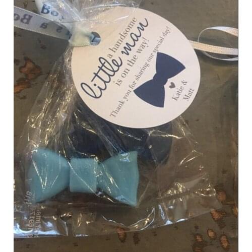 A handsome little man is on the way baby shower tag, Design Pregnancy Announcement Tag, Bow Tie Baby Shower, Boy Shower