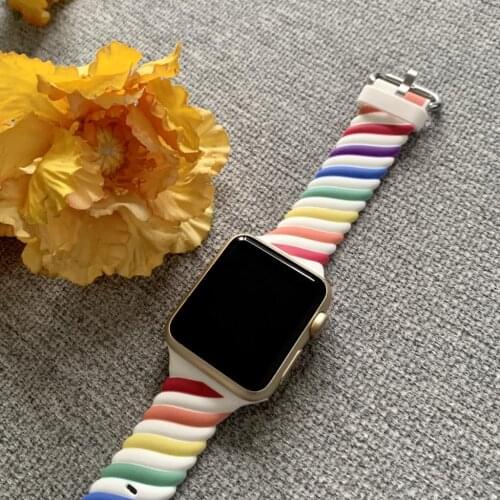 Sport Strapfor Apple watch band 44mm 40mm 38mm 42mm Elasticity Printed silicone bracelet iwatch series 3 4 5 SE 6 watchband