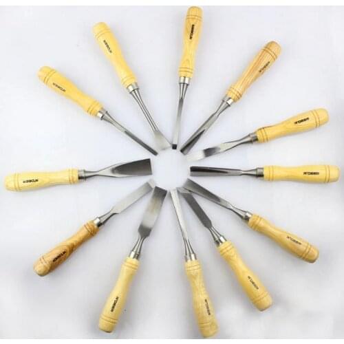SunRed made in hongkong high quality 65#MN 12pcs sculpture chisels set for wood flower carving NO.RT-M112 freeshipping